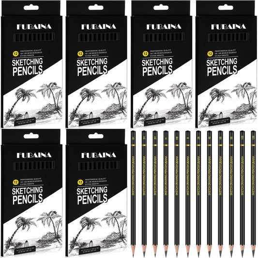Humyoun 72 Pcs Drawing Sketching Pencil Set Professional (12b - 4h) Graphite Charcoal Gift Bulk for Artists Beginners, Pro Artists, Drawing Art, Sketching