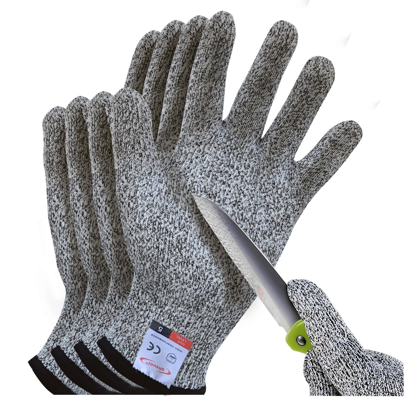 ohsuni Cutting Gloves, 2 Pairs of Cut Resistant Gloves Food Grade, Cut Resistant Gloves for Kitchen, Oyster Shucking, Fish Fillet Processing, Carving Wood and Gardening(Medium-Grey)