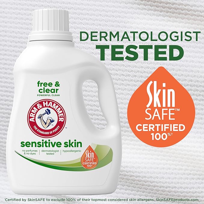 ARM & HAMMER Sensitive Skin Free & Clear, 140 Loads Liquid Laundry Detergent, 140 Fl oz