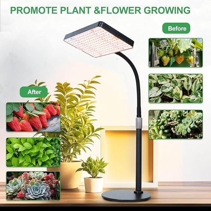 2026 Tabletop Grow Lights for Indoor Plants, Seed Starting, Bonsai, 25 Watt Power Draw, NO Need Adapter, Bright Enough Like A Small Sun, Daisy Chain Function, 16"-24" Height Adjustable