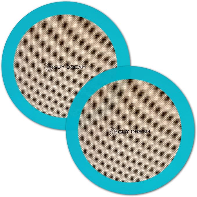 GUYDREMAT 10-Inch Silicone Baking Mats Set of 2 - Non-Stick, Heat-Safe Up to 480°F, Perfect for Pizza, Cakes, Pastries, Bread, Foldable for Storage, Works in Standard Ovens, Food Grade & Reusable