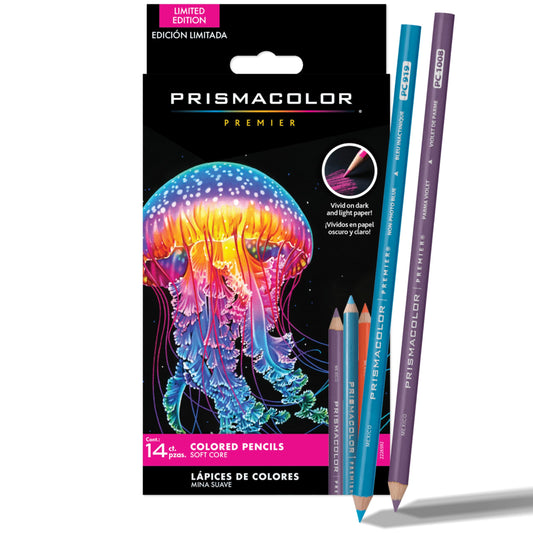 Prismacolor Premier Colored Pencils, Soft Core, Assorted Colors for Dark Paper, Limited Edition, 14 Count - Adult Coloring, Drawing, Creative, Art Supplies