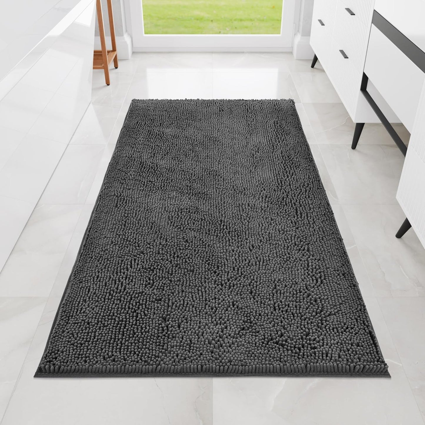 Bathroom Rugs 72"x36", Ultra-Soft Bath Rugs Quick Dry, Non Slip Absorbent Chenille Bath Mats for Bathroom Floor, Tub, Shower, Toilet, Machine Washable, Grey