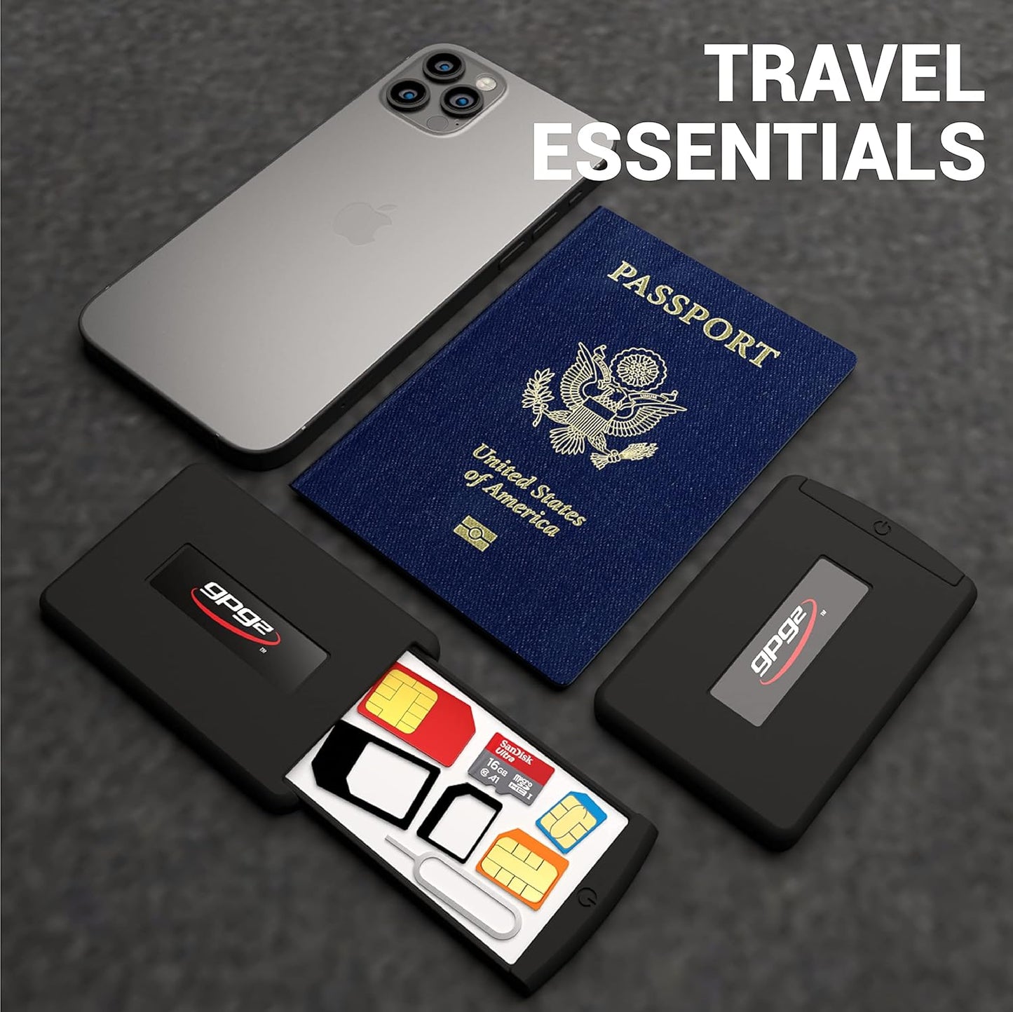 Mobile Safe Case for Travel, Hard Case & Compact Organizer for All SIM Types, Nano & Micro SD Cards, Adapters Kit & Removal Tool Included