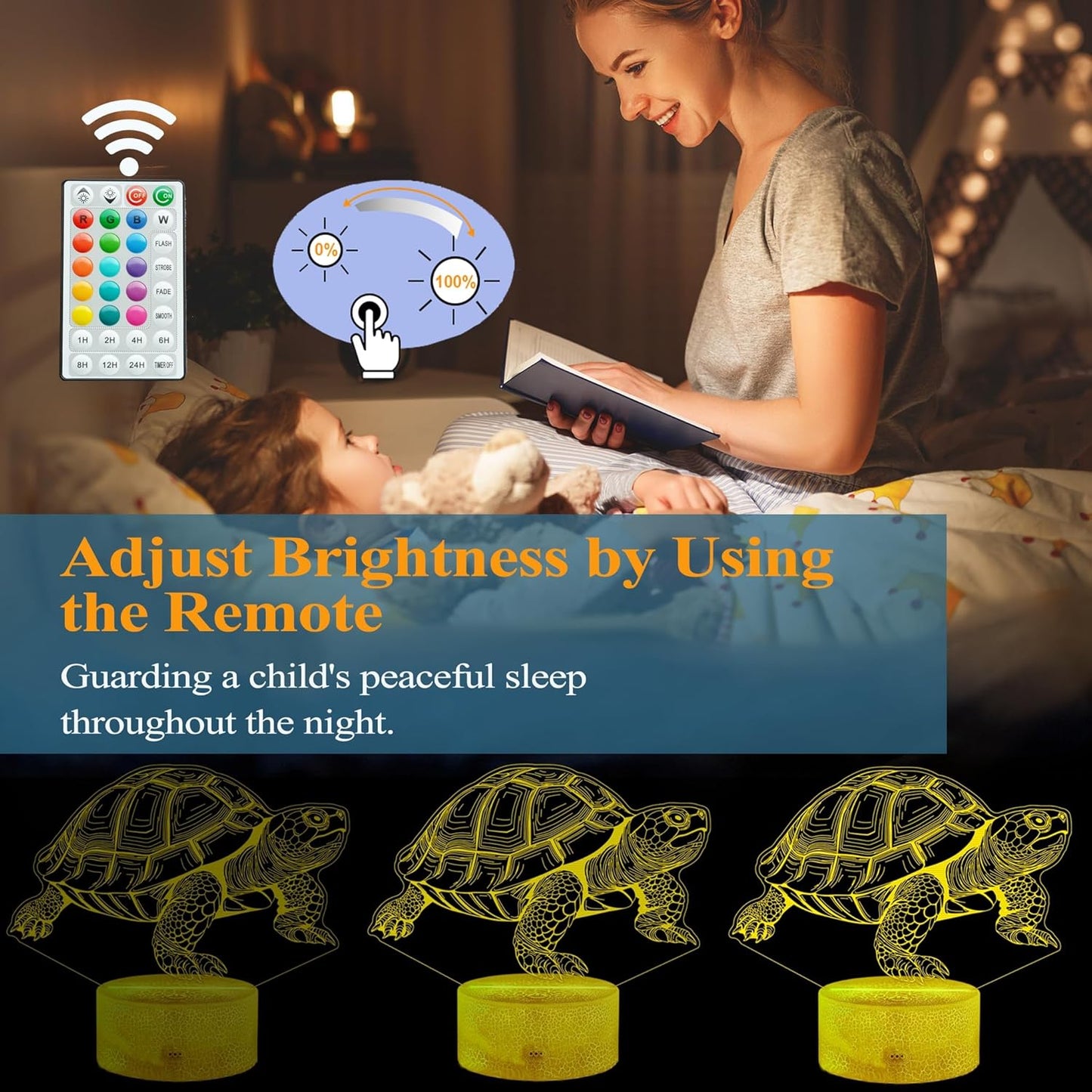 Tortoise Gifts for Men, Turtle Night Light with Remote Control, 16 Colors Changing, Timer, RGB Flashing Mode and Dimmable, Tortoise Gifts Stuff for Men Christmas Decor