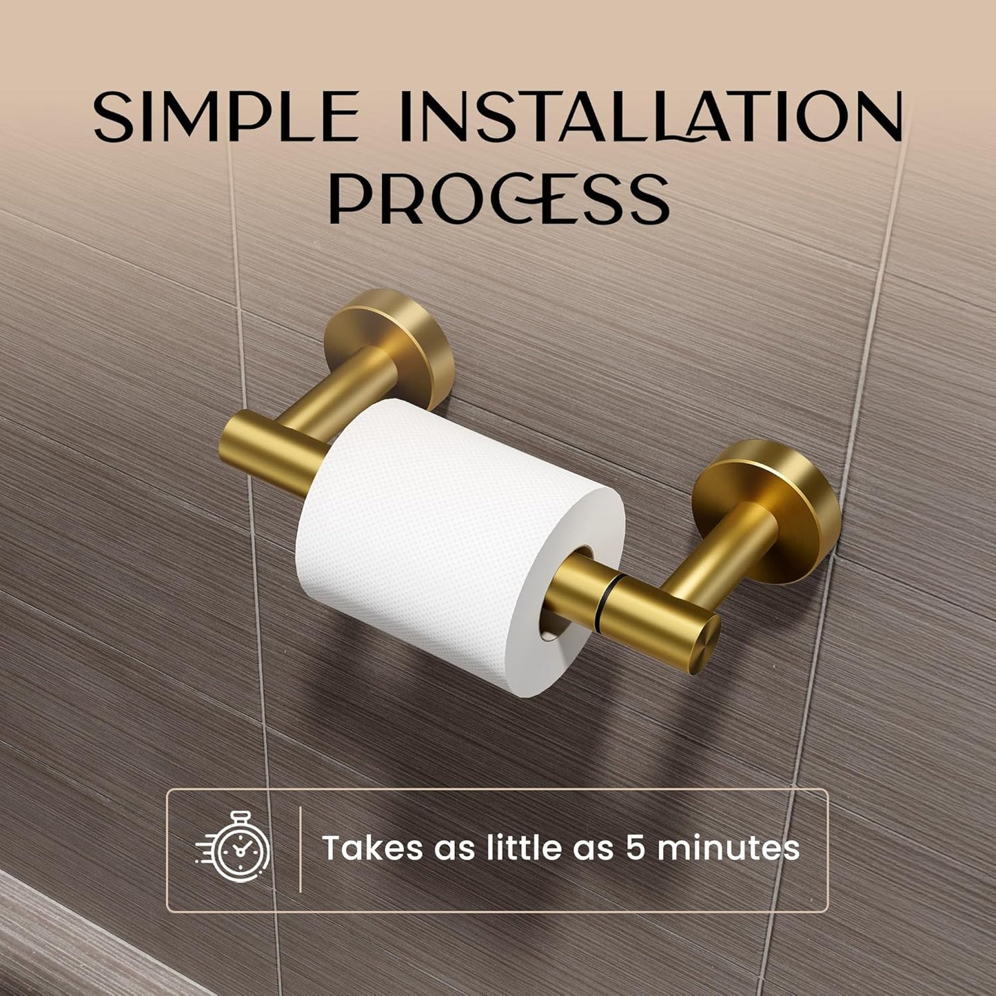 Day Moon™ (2 Pack) Gold Toilet Paper Holder - Brushed Gold Toilet Paper Holder Wall Mount - Modern Toilet Paper Roll Holder - Bathroom Toilet Paper Holder - Pivoting Toilet Paper Holder