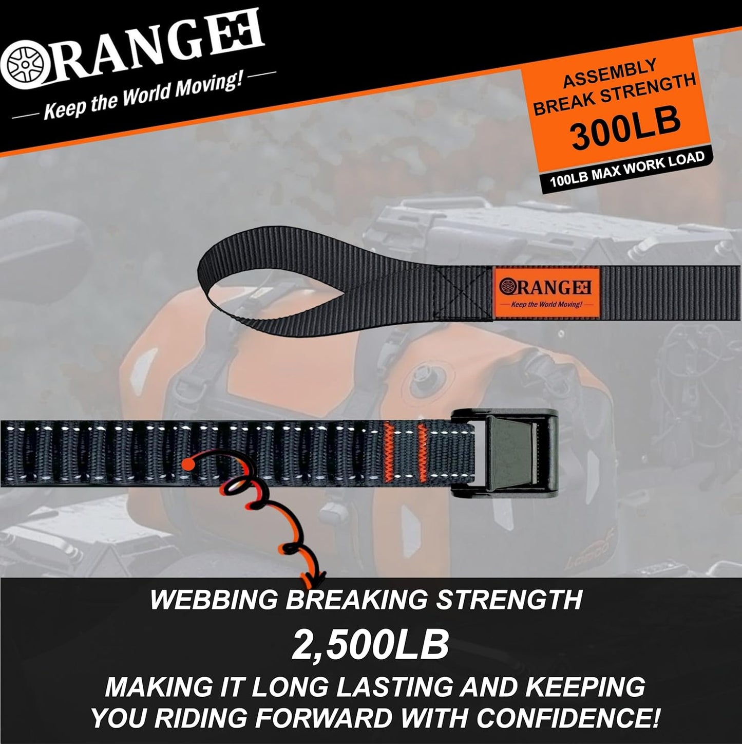 ORANGEE 4 Pack Motorcycle & Bike Luggage Straps 20" - 55" Adjustable Stretch Tie Down Strap for Motorcycle, Bike, ATV Racks