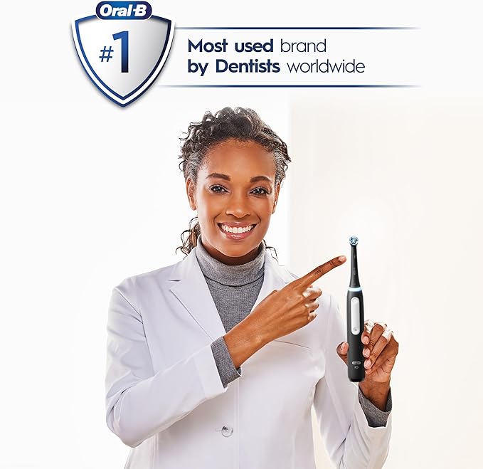 Oral-B iO Deep Clean Rechargeable Electric Powered Toothbrush, Black with iO Series 3 Limited, 2 Brush Heads and Travel Case - Pressure Sensor to Protect Gums - 3 Cleaning Settings - 2 Minute Timer