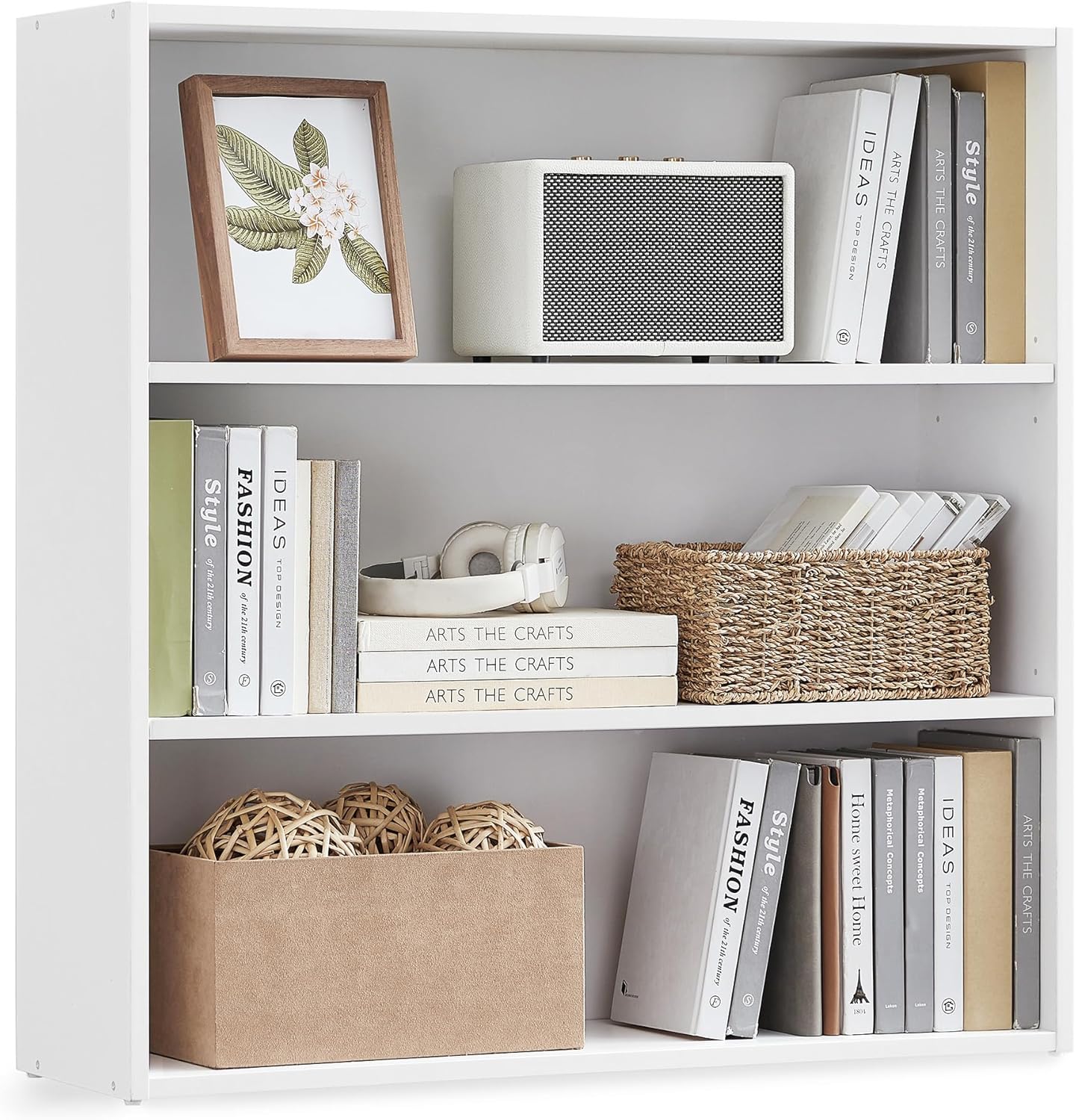 VASAGLE Custos Collection - Bookshelf, 3-Tier Bookcase, Book Shelf, Open Storage Shelf, 9.4 x 31.5 x 32 Inches, for Living Room, Home Office, Dinning Room, Cloud White ULBC173T14