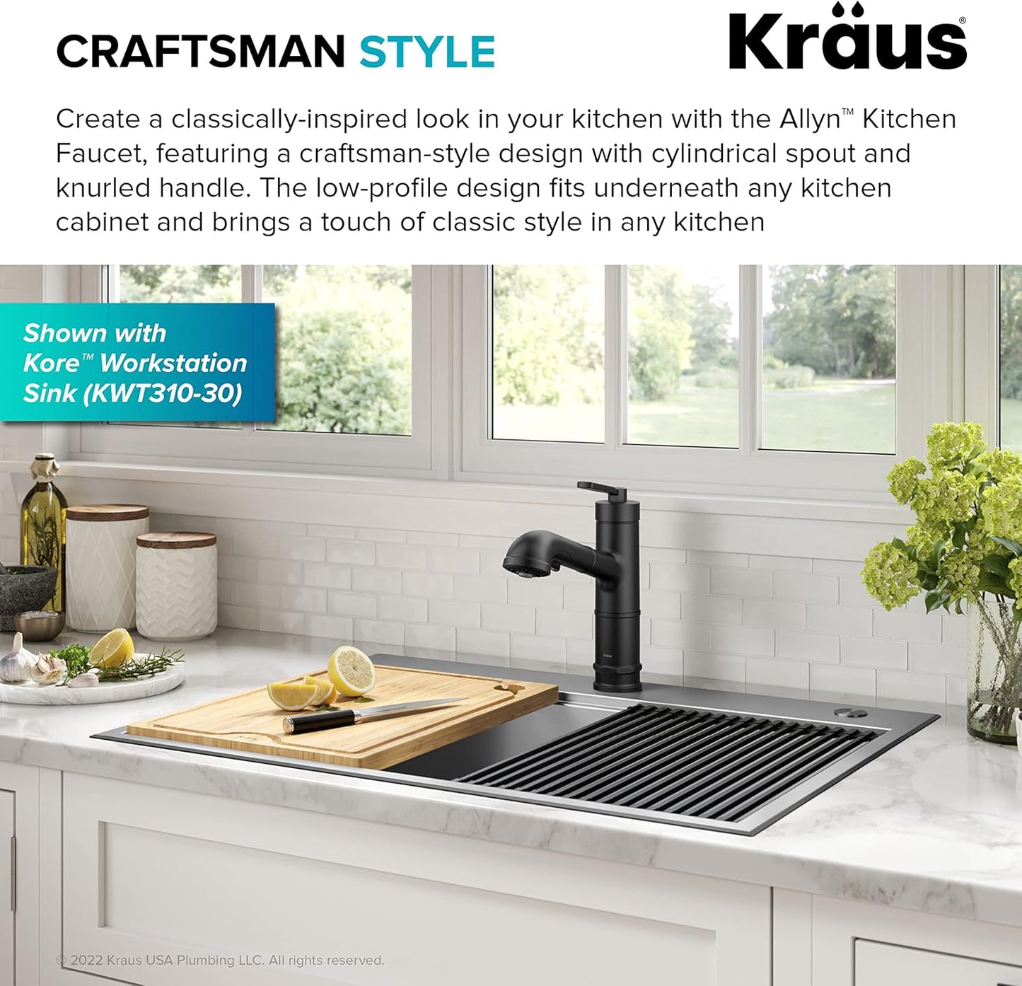 KRAUS Allyn Pull-Out Single Handle Kitchen Faucet in Matte Black, KPF-4103MB