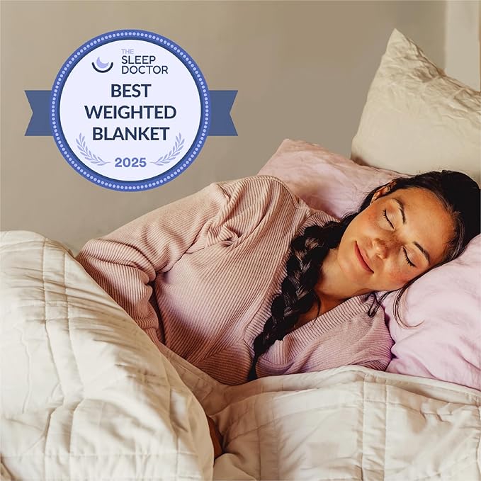 Baloo Weighted Blanket for Adults 12 lb Throw (Lavender, 42"x72") | Cool & 100% Cotton | Machine Washable & Dryer Safe | Glass Microbead Fill