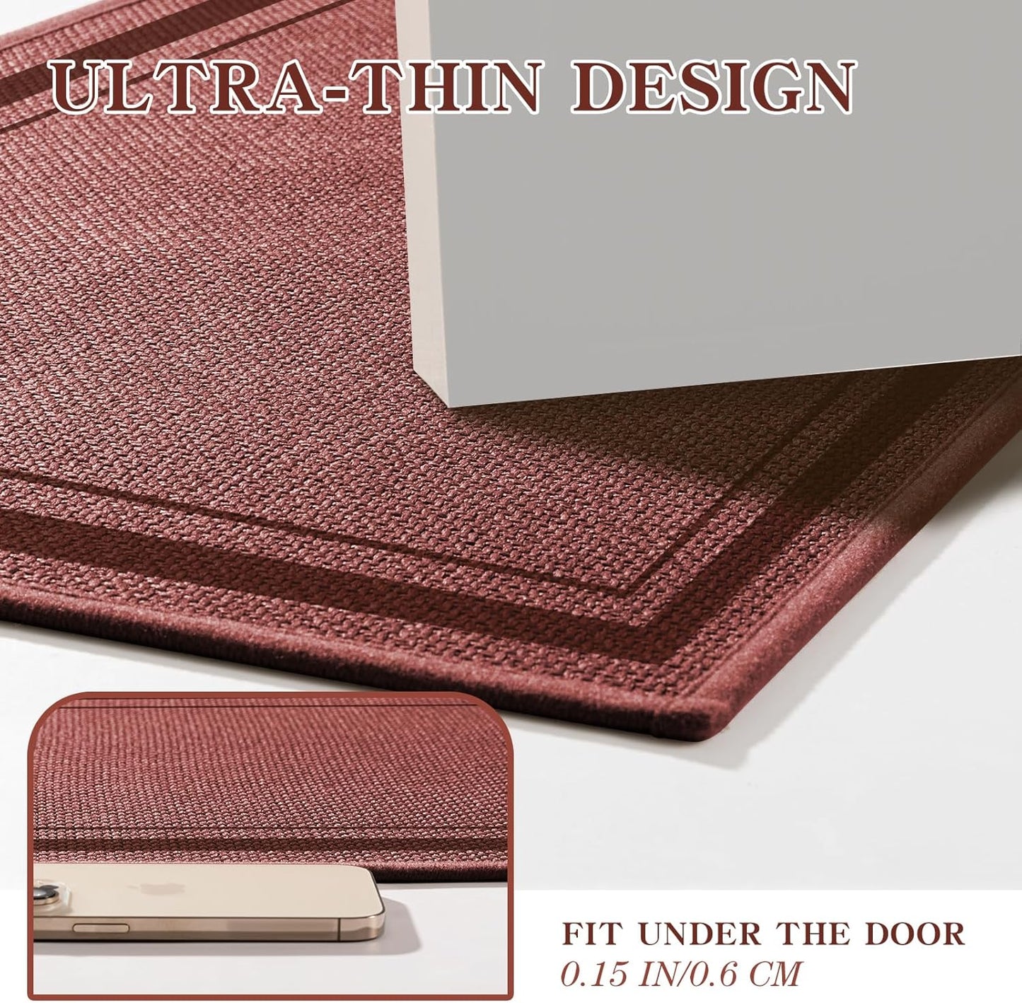 chakme Bathroom Rugs Mat 32x17, Ultra Thin Non Slip Bath Mat Quick Dry Absorbent Bath Mat for Bathroom, (Dark Pink, 32"x17")