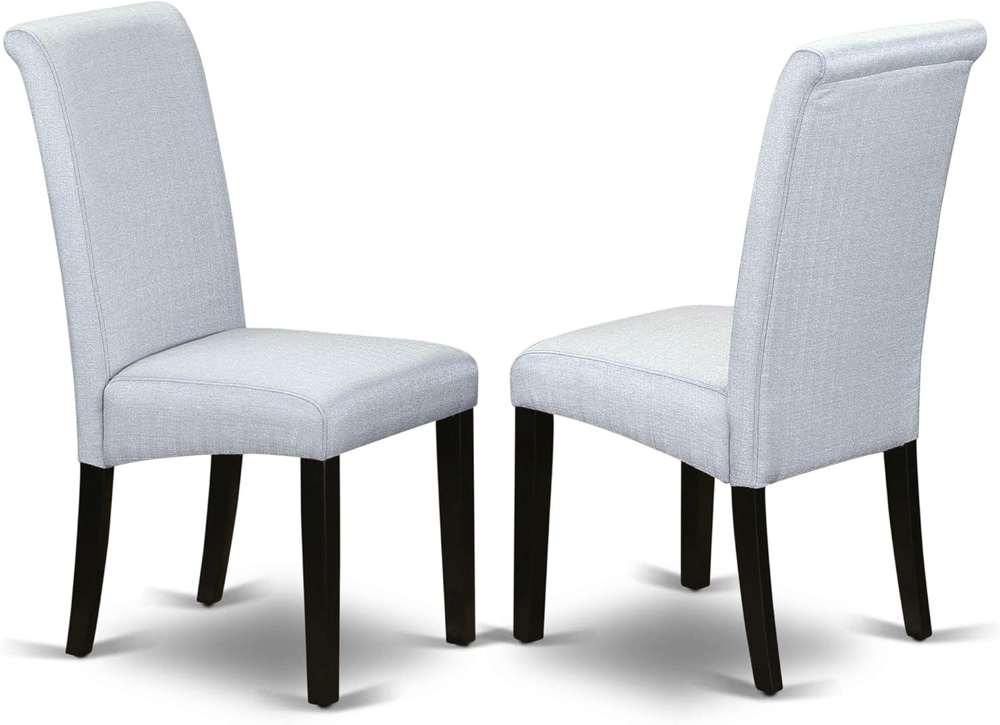 East West Furniture LGBA9-BLK-05 9 Piece Dining Room Furniture Set Includes a Rectangle Wooden Table with Butterfly Leaf and 8 Grey Linen Fabric Parsons Chairs, 42x84 Inch, Black