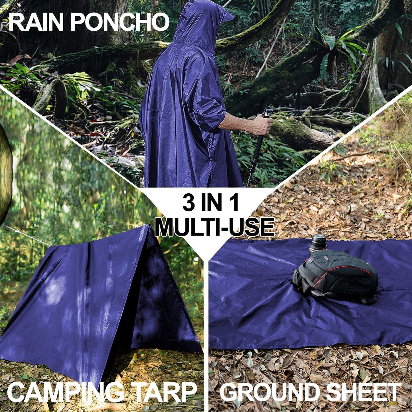 salamra Hooded Rain Poncho Waterproof Raincoat Jacket for Men/Women/Adults with Pocket