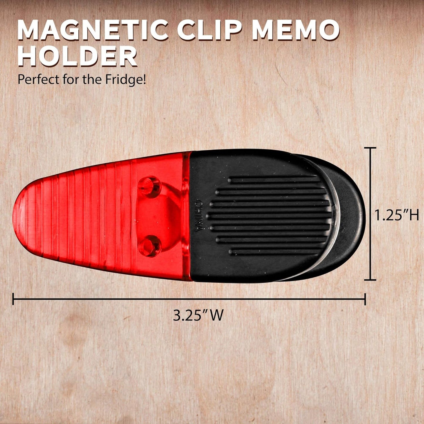 10 Magnetic Memo Holders Set - Large Clip, Plastic - TRed