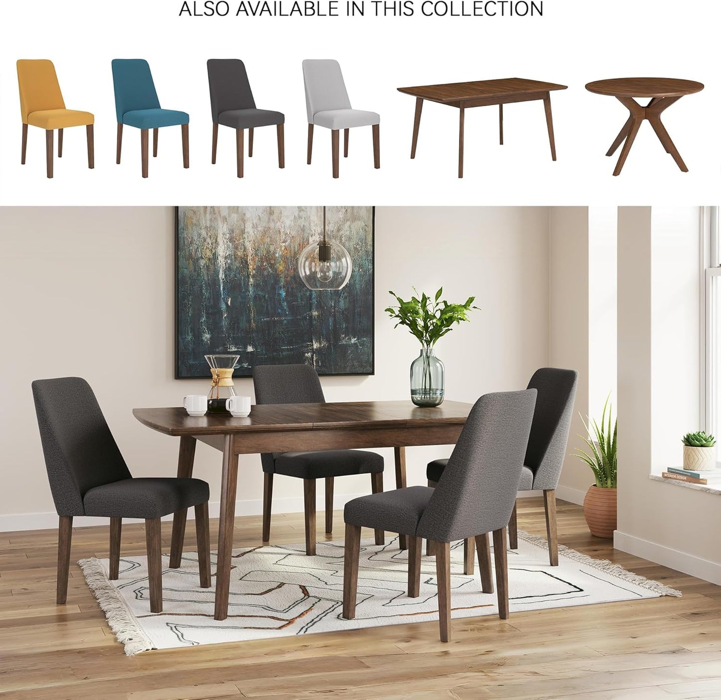 Signature Design by Ashley Lyncott Contemporary Dining Room Upholstered Side Chair with Foam Cushion, Set of 2, Dark Gray & Brown