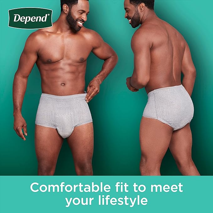 Depend Incontinence Underwear for Men, Small/Medium, 32 Count | Maximum Protection | Grey | Disposable | Pack of 2