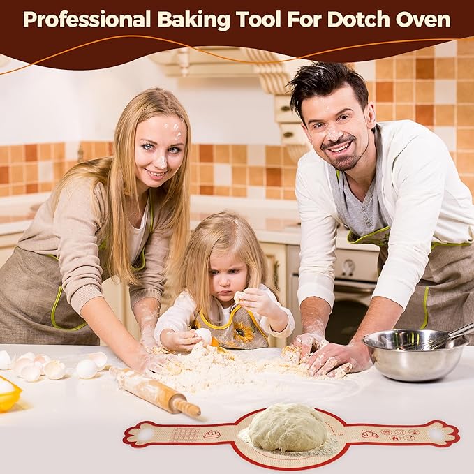 Silicone Bread Sling for Dutch Oven, 2Pcs - 6in NonStick Round Sourdough Baking Slings, Reusable Baking Cooking Transfer Mats with Long Cat-Shape Handle, Easy To Transfer Bread More Easily