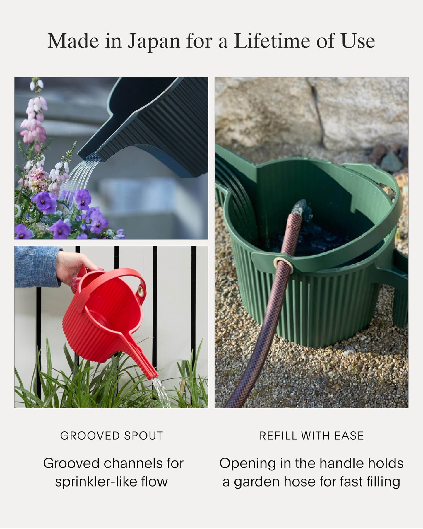 Hachiman Small Watering Can - 1.5 L Plant Watering Can with Widened Spout for Indoor and Outdoor Plants - Hands-Free Filling - 13.3" × 5.3"- White