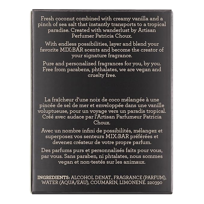 MIX:BAR Coconut Palm Hair + Body Mist, Bedroom Linen Spray - Notes of Coconut Wood, Vanilla, Salty Accord, Incense, Amber, Musk Milk, 5oz