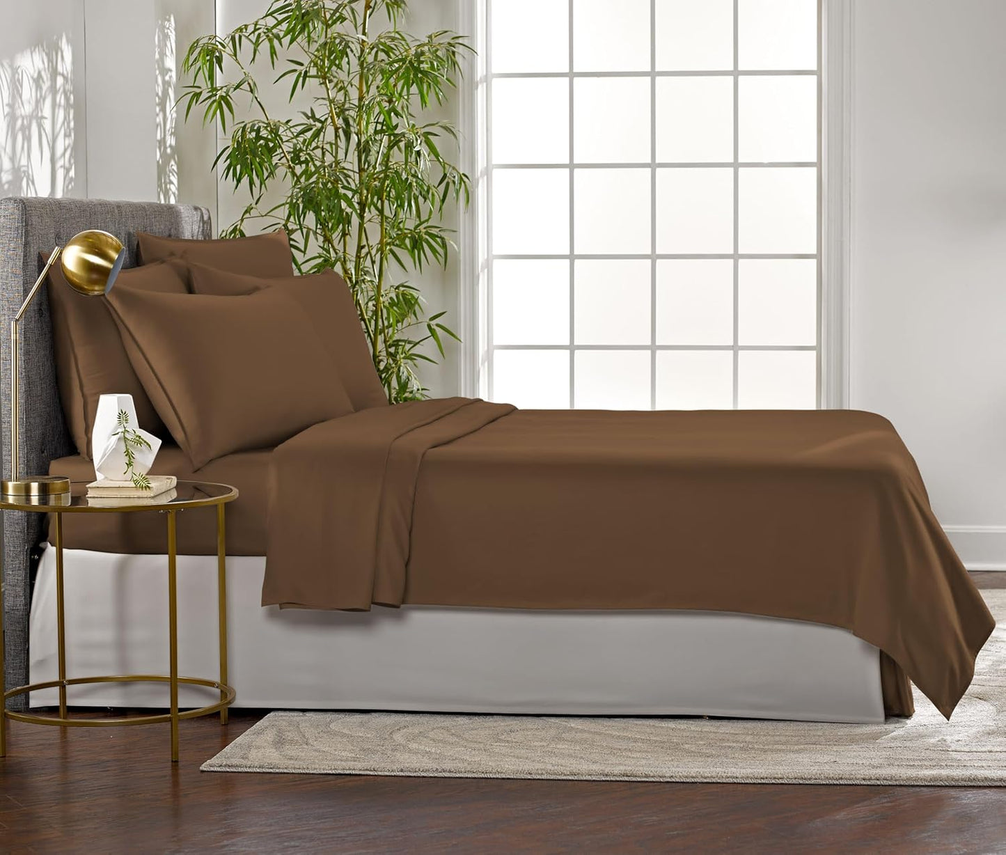 Queen Sheets by Pure Bamboo, Genuine 100% Organic Viscose Derived from Bamboo Bed Sheet Set, Luxuriously Soft & Cooling, Double Stitching, Lifetime Quality Promise (Queen, Coconut Husk)