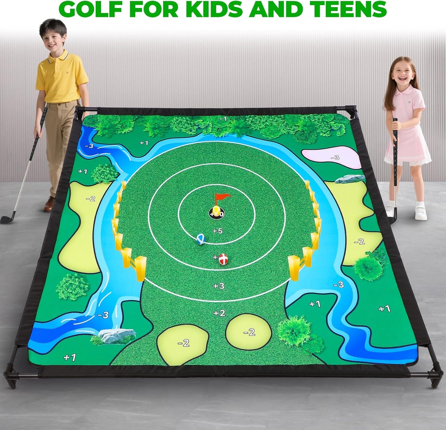 FAHKNS Golf Chipping Game Set, Golf Game for Kids & Adults, Balls x 40, The Original Portable Golf Game for Chipping Practice for Family Golfers, Outdoor and Indoor (Free Adjustable Club x1)