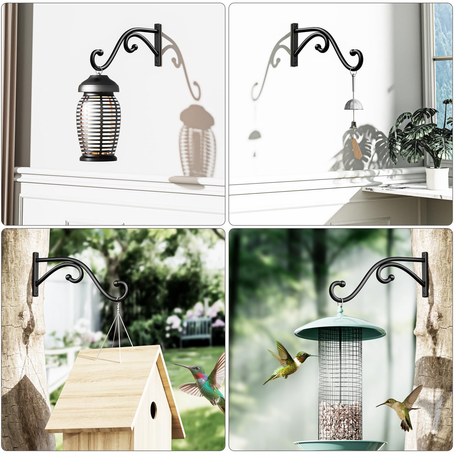 Qiuzido Plant Hook Hanging Plant Brackets - 2 Pack 10 Inch Plant Hanger, Metal Plant Wall Hooks for Hanging Flower Basket, Lanterns, Bird Feeder, Wind Chimes Indoor & Outdoor.