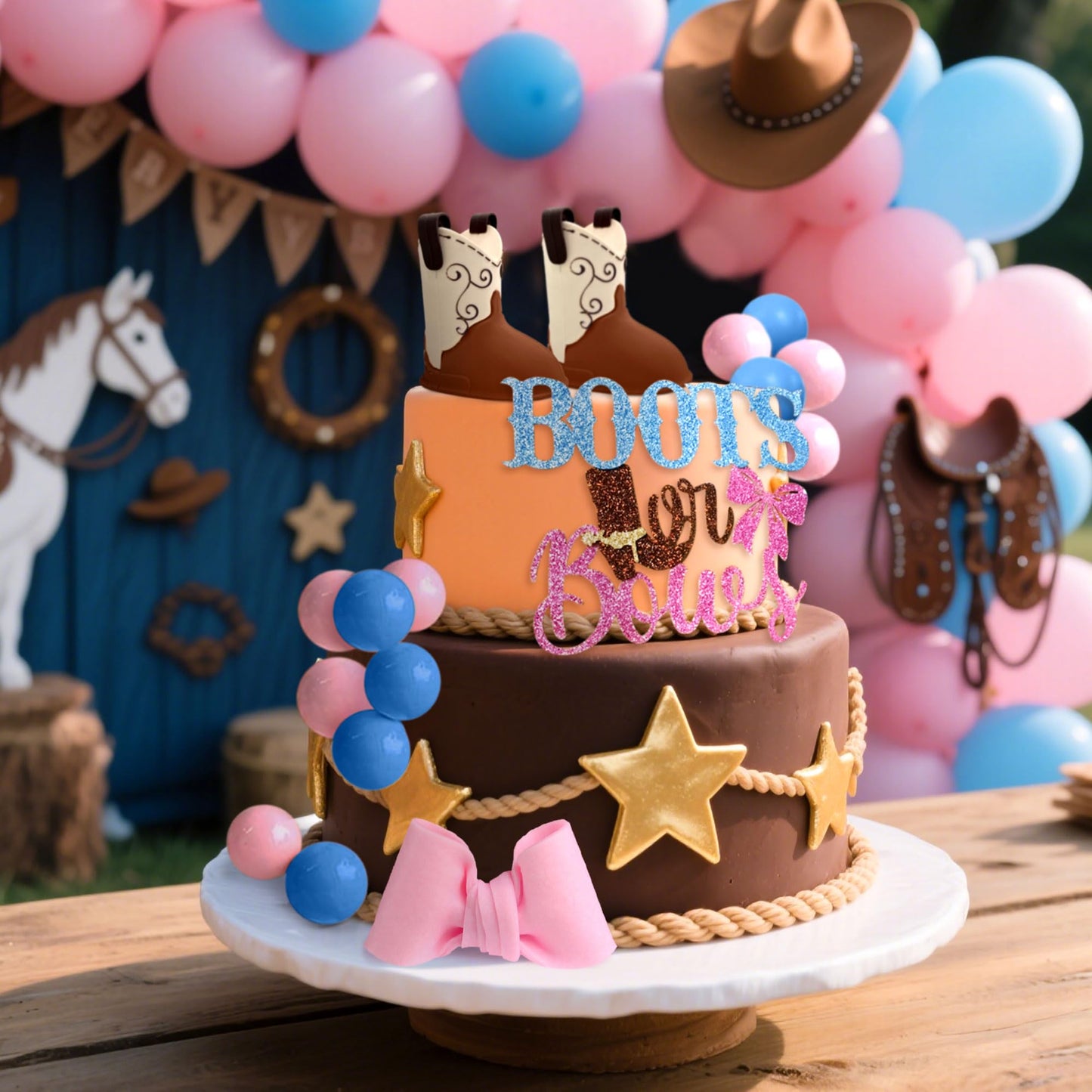 Boots or Bows Gender Reveal Cake Decorations Boy or Girl Gender Reveal Theme Cake Decorations Baby Shower Boys Or Girls Party Supplies