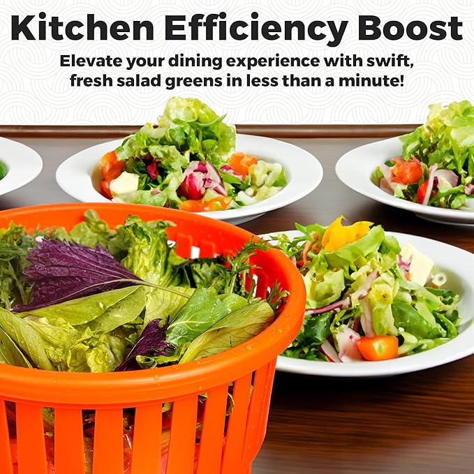 TK 5 Gallon/20 Qt Large Salad Spinner - 2024 Upgrade - 7 Heads of Lettuce - Commercial Manual Lettuce Spinner - 10 Second Dry Time, Heavy Duty Durable Salad Washer with Extended Draining Tube