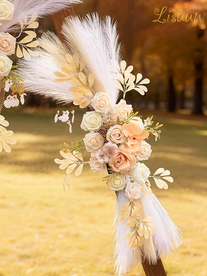 Wedding Arch Flowers, Artificial Flowers for Decoration, Large Flower Swag for Boho Styles Wedding Ceremony Floral Decor - Pack of 2