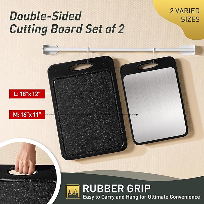 2 in 1 Stainless Steel Cutting Board with Handle 2 Packs Dad Parents Papa Stepdad Pappy Poppy Pawpaw Who Want Nothing Everything Future Groom Bride Law Christmas Xmas Happy Birthday Gifts Ideal