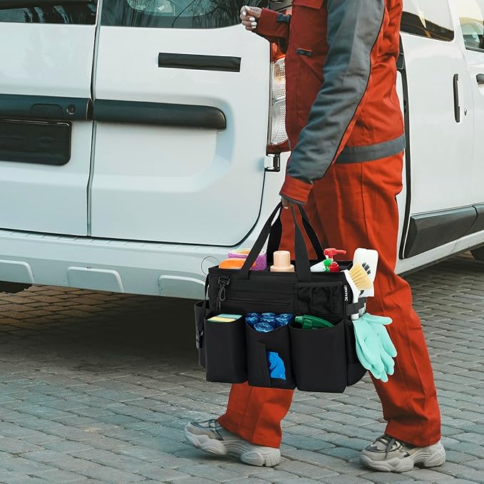 Wearable Cleaning Caddy Bag for Cleaning Supplies,Large Capacity Cleaning Organizer Tote Bag for Cleaners Housekeepers
