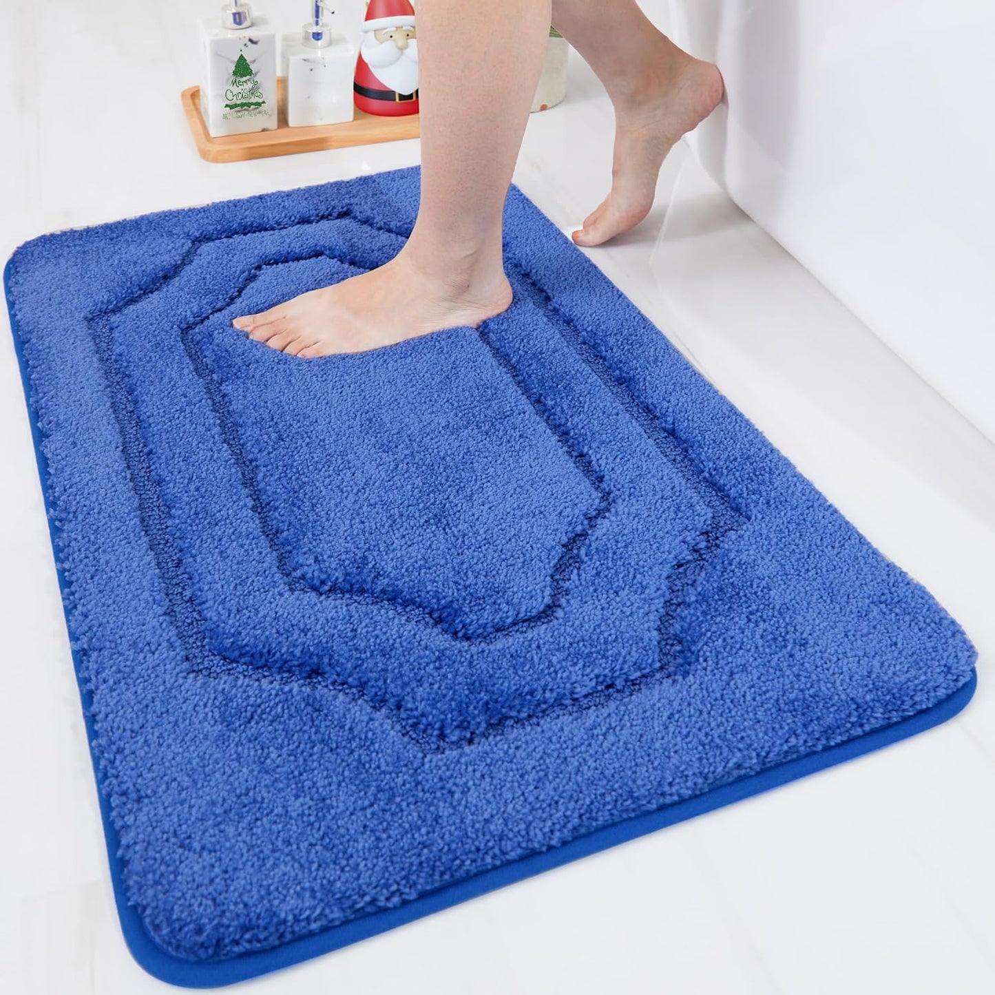 BEQHAUSE Bathroom-Rugs-Non-Slip-Soft-Thick-Bath Mats for Bathroom Floor-Absorbent Shower Mat Machine Washable Quick Dry Bath Mat for Shower, and Tub 20"x32",Navy Blue