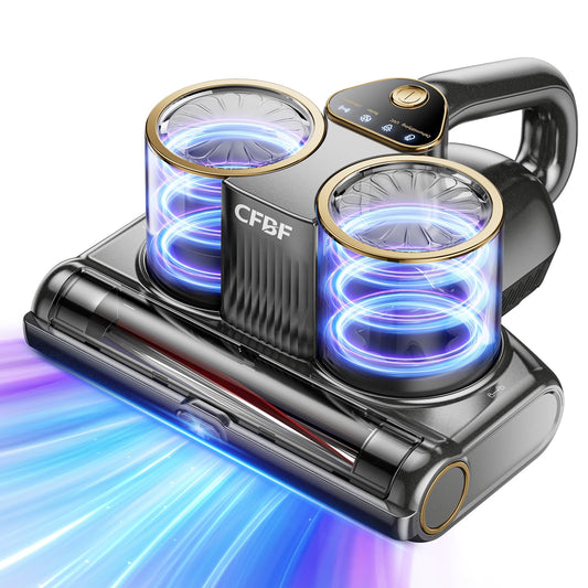 CFBF Mattress Vacuum Cleaner, Bed Vacuum Cleaner with 16Kpa Suction 253.7nm UV-C Light, Ultrasonic & High Heating, 500W Powerful