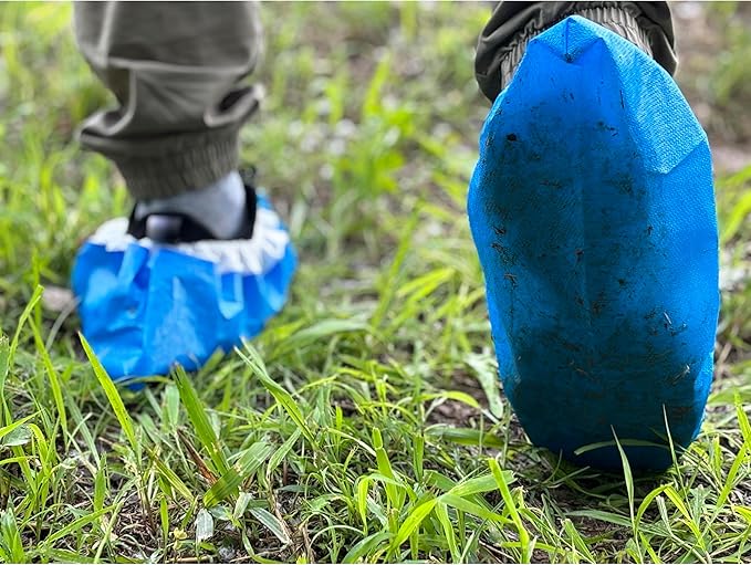 Heavy Duty Shoe Covers Disposable, Thick 0.38 0z, Premium Waterproof Dustproof Non-Slip Shoe Booties, Durable Booties Covers for Indoors & Outdoor,One Size Fits Most -100(50Pairs)