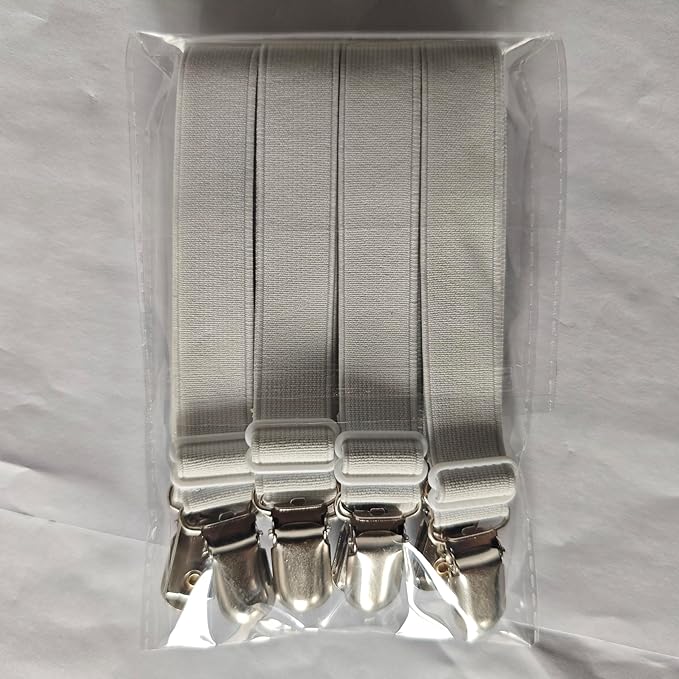Long Bed Sheet Clips,Adjustable Bed Fitted Sheets Mattress Holder Straps Suspender Fastener,4 Pieces (White)