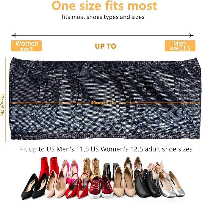 Shoe Covers Disposable 50 Pack (25 Pairs) - Durable, Non-Slip, Water Resistant, and Recyclable Boot Covers for Indoor and Outdoor Use - One Size Fits Most (Non-woven-Black)