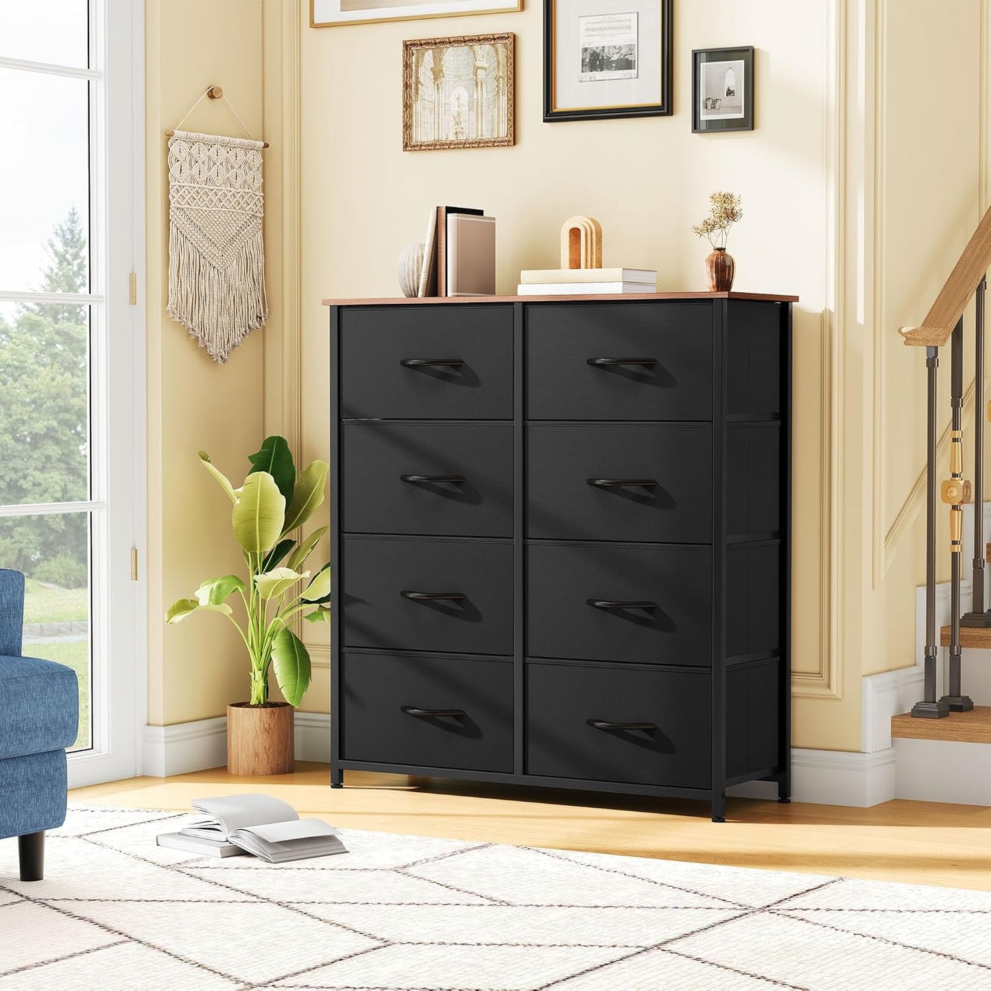 DWVO 8-Drawer Fabric Dresser, Furniture Storage Tower Cabinet, Organizer for Bedroom