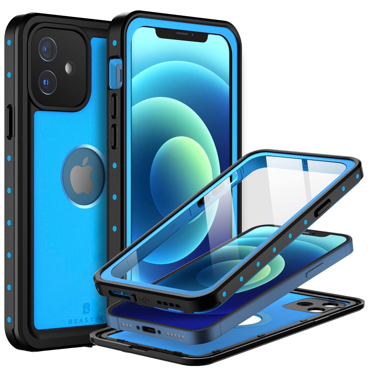 Beastek For Iphone 12 Waterproof Case, Nre Series Shockproof Dustproof Underwater Ip68 With Built-In Screen Protector Anti-Scrat