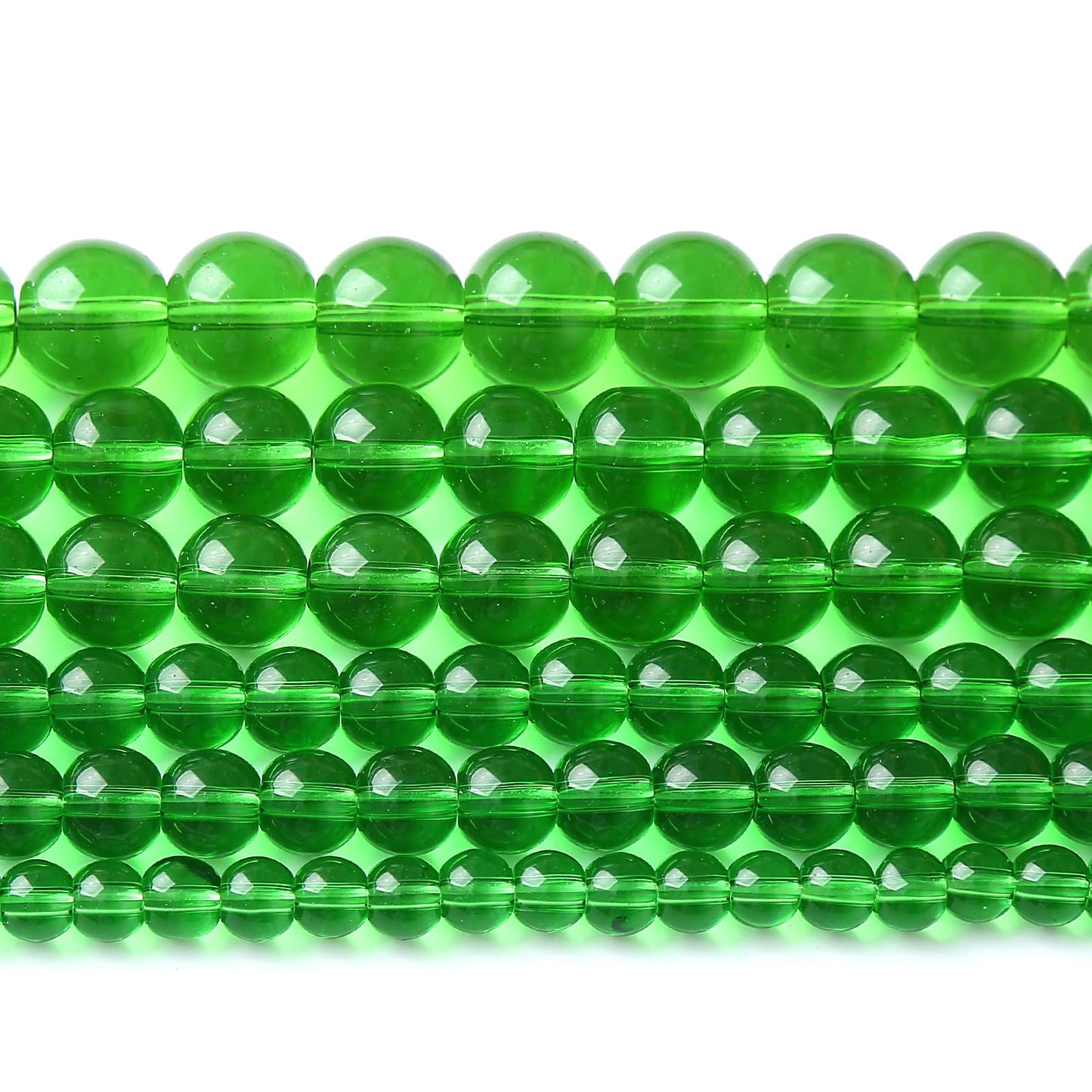 32pcs 12mm Smooth Green Crystal Glass Quartz Beads Round Loose Beads for Jewelry Making DIY Bracelet Necklace 15" Energy Healing Power Stone Beads(12mm, Green Crystal Glass)