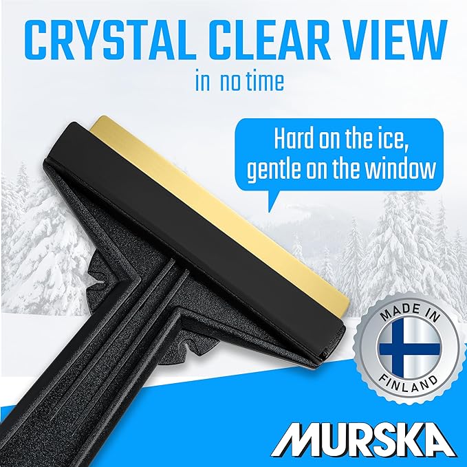 Car Ice Scraper Brass Blade - Fast, Effortless, efficient & Easy - Brass Ice Scrapers for Car Windshield Ice Scraper - Brass Ice Scraper for Car - Original Murska from Europe - Winter A054 Black