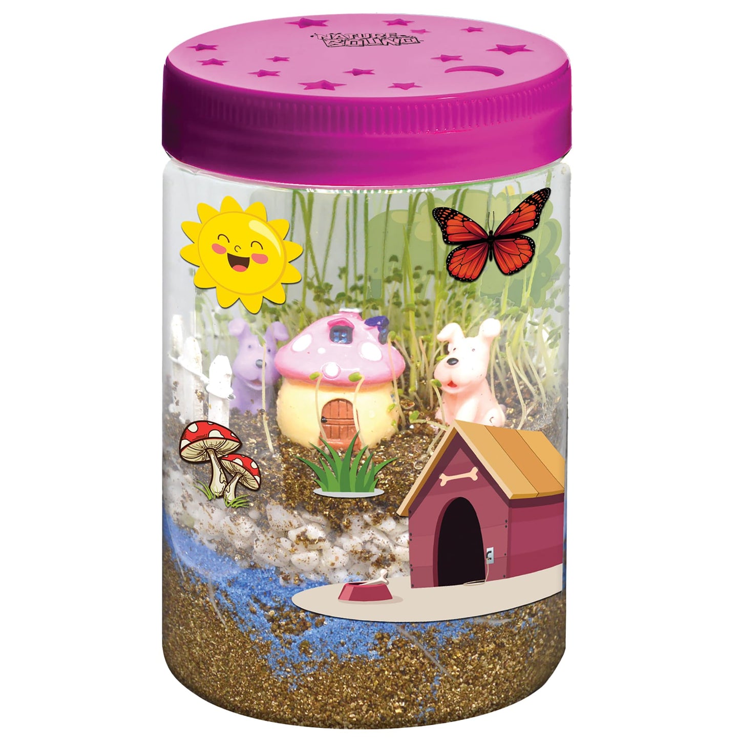 Nature Bound Light-Up Terrarium Kit with LED Light for Kids - Includes Puppy Animal Theme - STEM Science Kit for Boys & Girls - Plant Gardening Gifts for Children (Pink)
