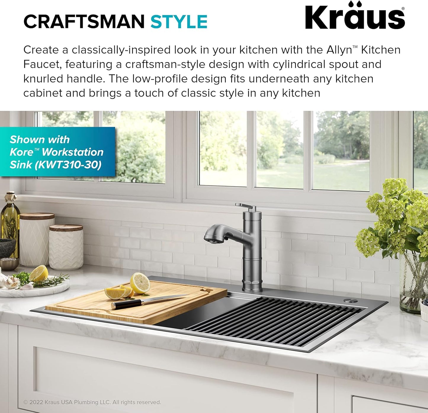 KRAUS Allyn Pull-Out Single Handle Kitchen Faucet in Spot-Free Stainless Steel, KPF-4103SFS