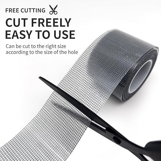 Grey Window Screen Repair Kit 16.5FT 3-Layer Strong Adhesive & Waterproof Tape Fiberglass Covering mesh, Repair for Window Screen and Screen Door tears Holes