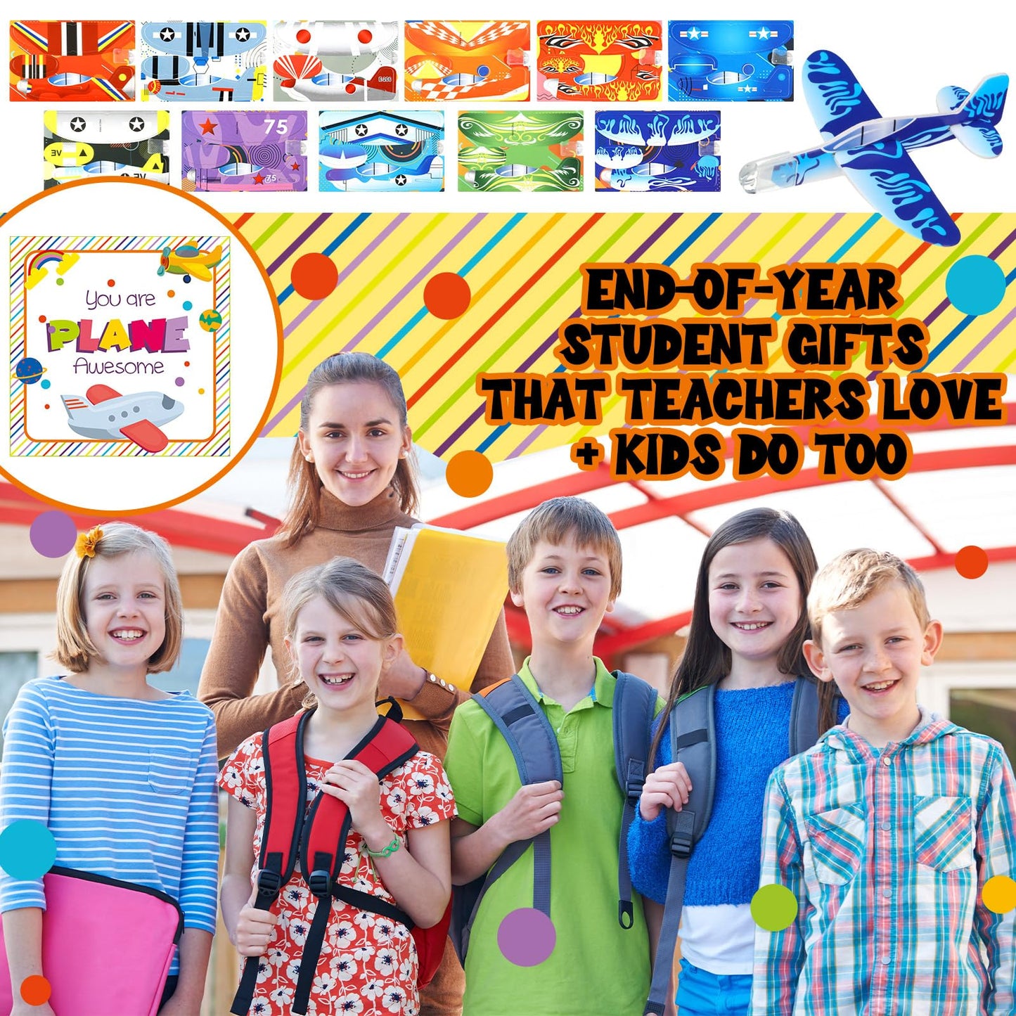 ShinyRelief 48 Packs End of Year Student Gifts Foam Glider Planes Bulk Flying Airplanes Toys Airplanes Party Favors School Year Gifts for Kindergarten Students Graduation Kids Birthday Party