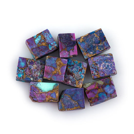 CRYSTALIS 10pcs Natural Purple-Turquoise Raw Crystals, Loose Gemstone Wholesale Bulk Rough Jewelry Making Supply, Wire Wrapping, DIY, Gem Collection, 8-12mm