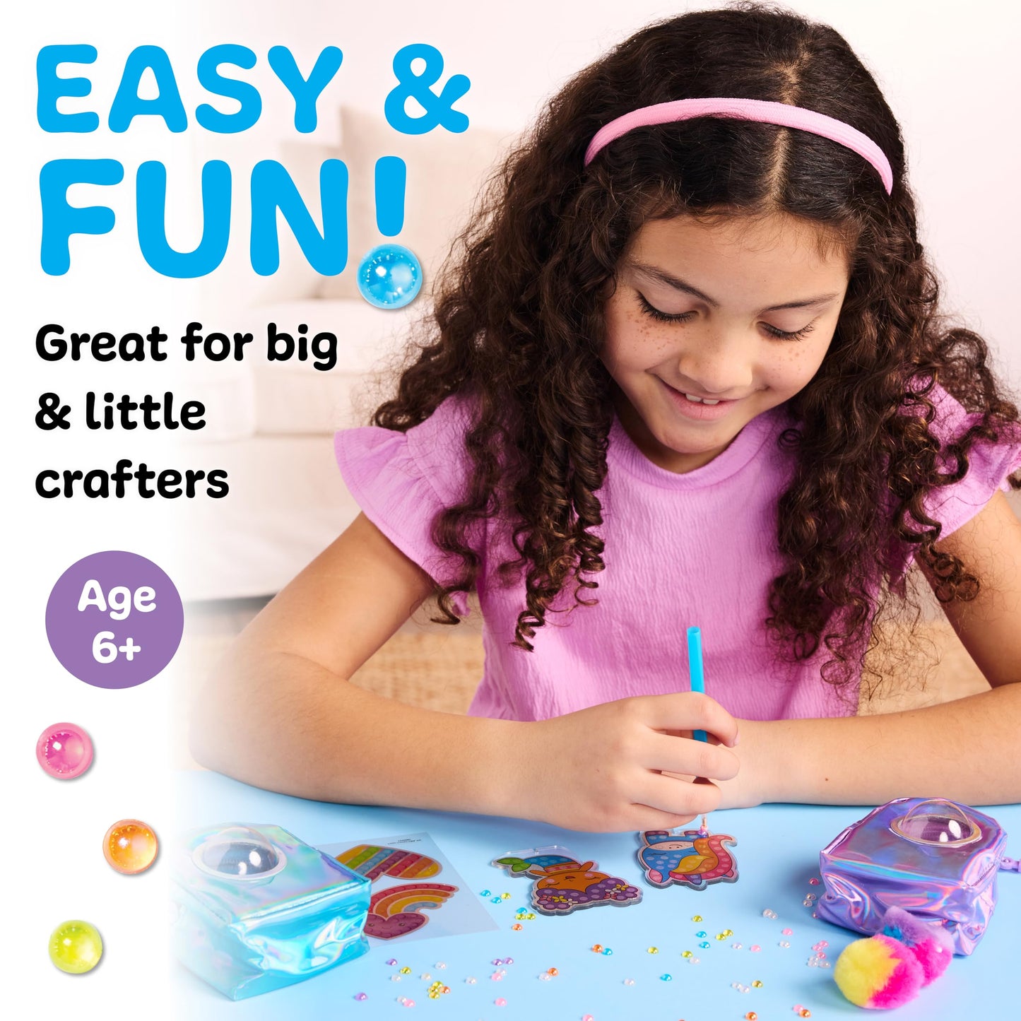 Creativity for Kids Bubble Gems Backpack Keychains - DIY Diamond Art Kits for Kids, Unicorn Toys for Girls, Gem Art Mermaid Gifts for Girls (Ages 6+)