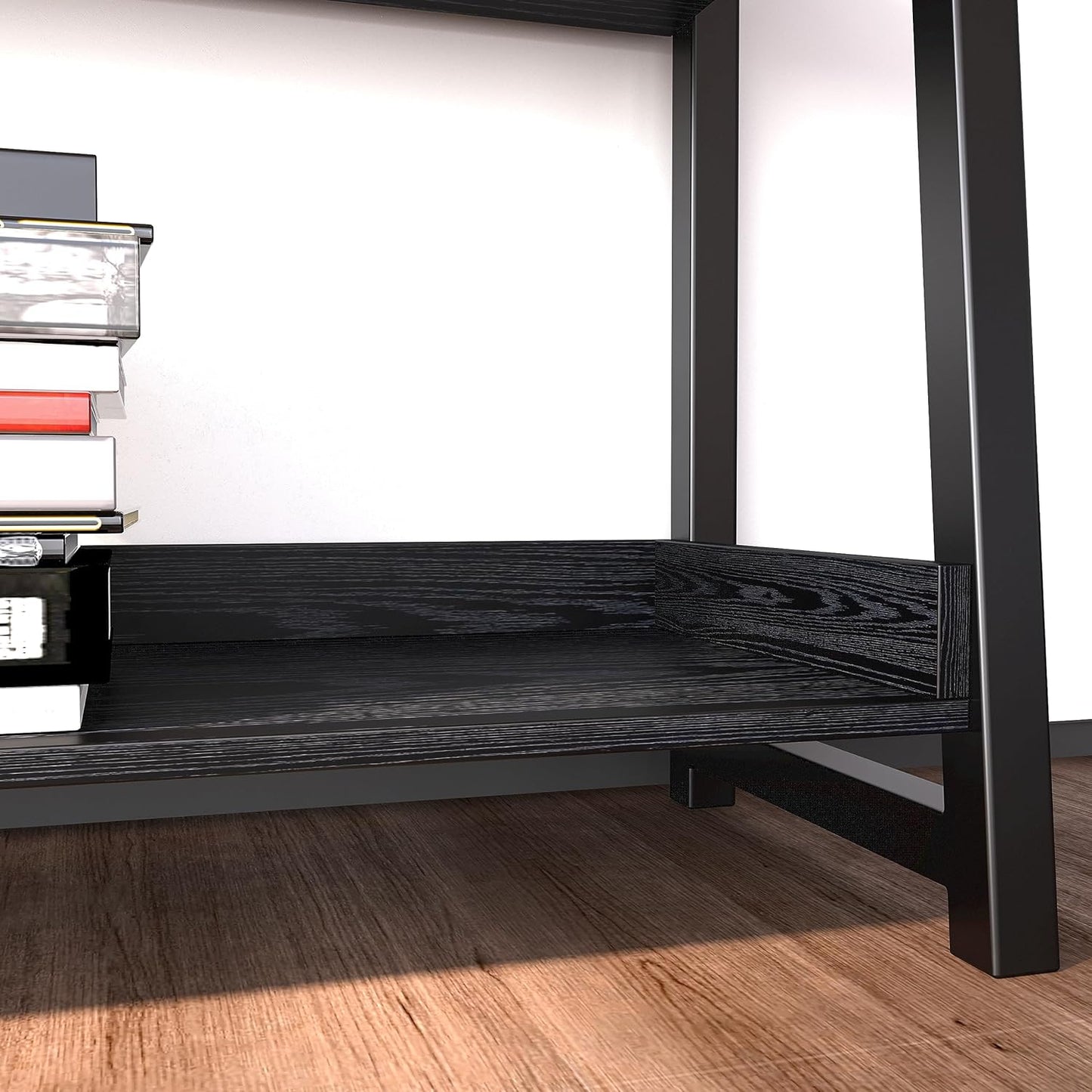 IRONCK Industrial Bookshelf 5-Tier 31.5 in Wide, Bookcase Ladder Shelf, Storage Shelves Rack Shelf Unit, Accent Furniture Metal Frame, Home Office Furniture for Bathroom, Living Room