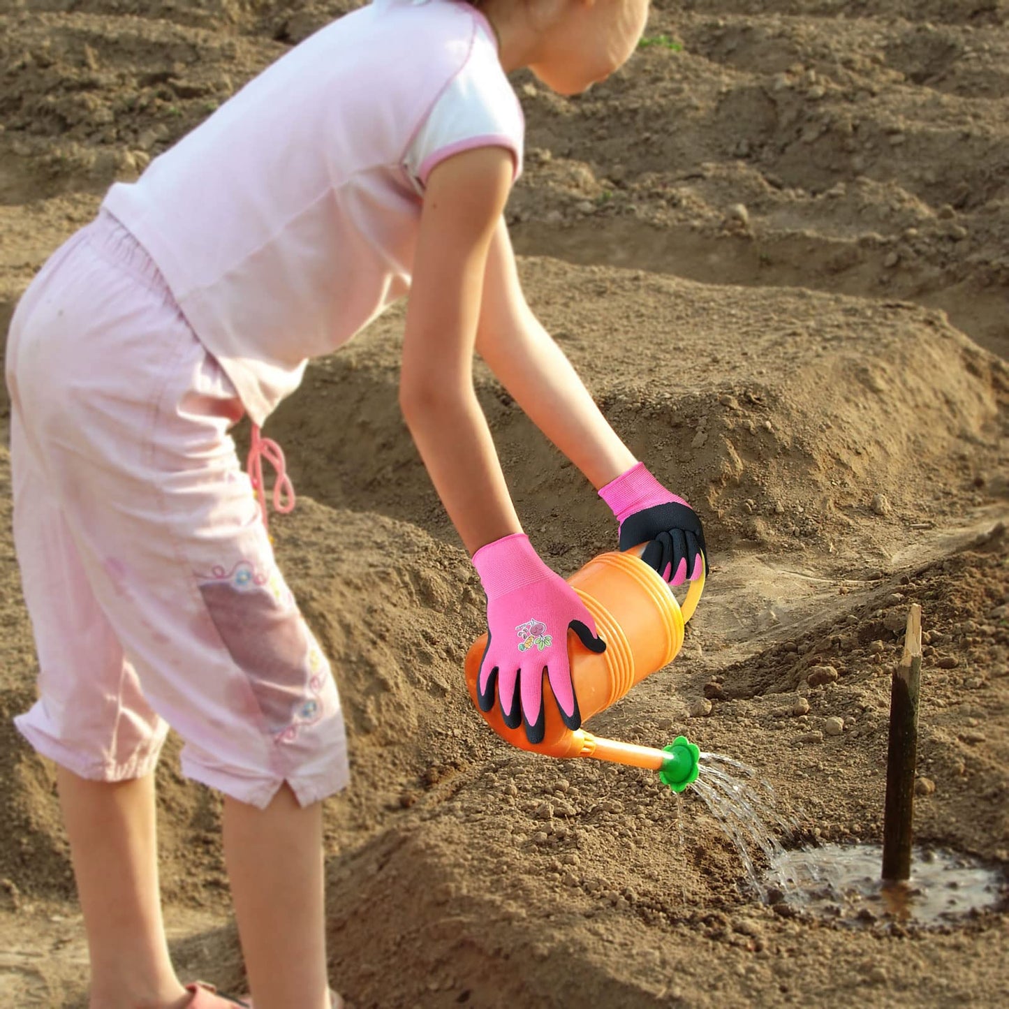 Evridwear Kids Gardening Gloves for Boys Girls Outdoor Yard Work,Planting (L (9-12yr), Pink)