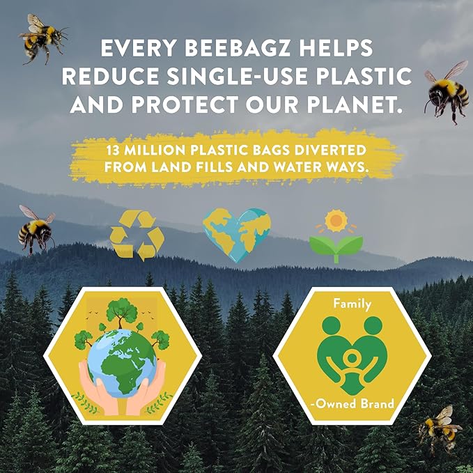 BeeBAGZ - Beeswax Wrap Storage Bag, Reusable Food Storage Bags, Pack of 3, Plastic Free Biodegradable Food Wrap Alternative, Starter Pack, 1 Small + 1 Medium + 1 Large, (Multicolors)
